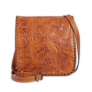 Patricia Nash Bag Purse Granada Leather Burnished Tooled Crossbody Floral Tan